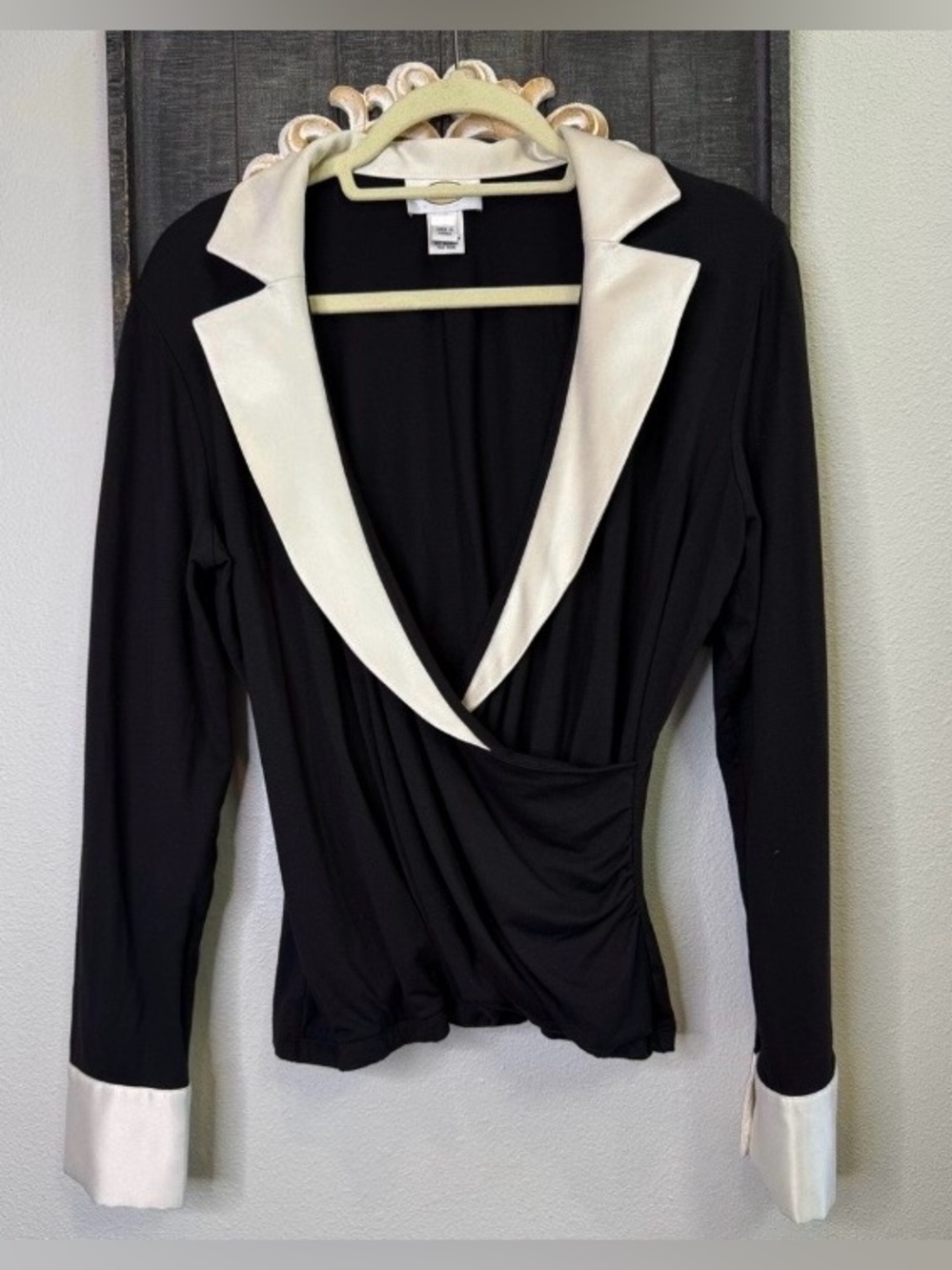 Women’s Vintage Classy Goth Wednesday Addam’s Wrap Black Blouse Top